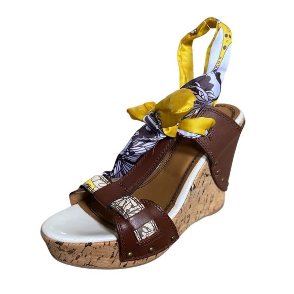 MISS SIXTY NORA Women's Brown Yellow Wedge Heel Sandal's Size 8 (EU 38) Y2K - Picture 12 of 12